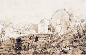 Dianatemplet i Baia, ca 1844 av Giacinto Gigante