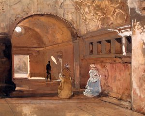 The Baths of Pompei Watercolor av Giacinto Gigante (1806-1876) National Gallery of Modern Art från 1800-talet, Rom