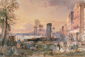 Utsikt över Neapel från Marinella, av Giacinto Gigante (1806-1876), penna, akvarell och ceruse (vitt bly) på papper, Italien av Giacinto Gigante
