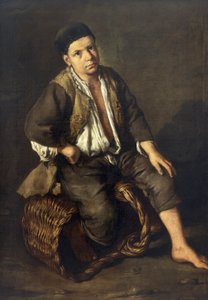 Ärendepojke sittande på en korg, ca 1735 (olja på duk)