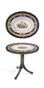 Mikromosaikskiva, Rom, sent 1700-tal (mosaik, ormolu-monterad ebenholts och satinträ) av Giacomo (attr. to) Raffaelli