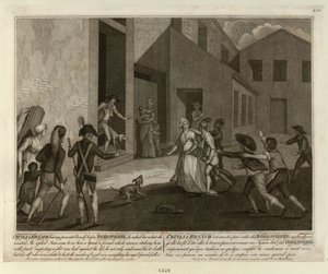 arresteringen av Cécile Renault den 22 maj 1794 i Robespierres lägenhet, ca. 1798. av Giacomo Aliprandi