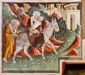 Flykten till Egypten, detalj från Jesu liv