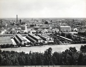 Panoramautsikt över Bologna med några fabriker. av Giacomo Brogi