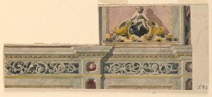Ritning, projekt för en målad ytterdörr, 1850-75