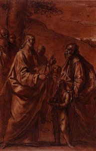 PD.9-1992 The Miracle of the Loaves and Fishes, c.1611-14 (svart krita, penna och bläck och tvätt) av Giacomo Cavedoni