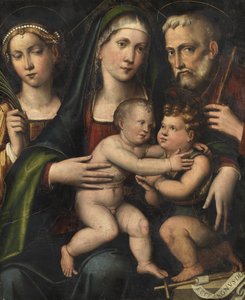 Helig familj med spädbarnet Saint John och Saint Catherine, c.1530