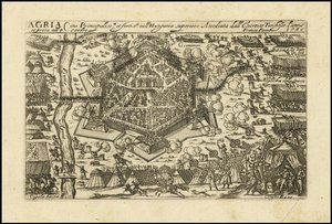 Agria - Huvudstad och befäst stad i övre Ungern Belägrad av den turkiska Cyssereite år 1596 av Giacomo Franco