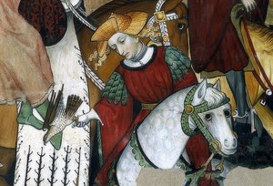Ungdomens källa. Detalj: en falkonerare med sin fågel. 1418-30 av Giacomo Jaquerio