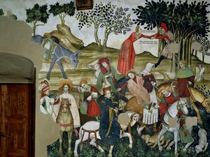 Livets fontän, detalj som visar återkomsten till fontänen, 1418-30