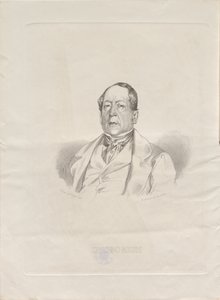Porträtt av kompositören Gioachino Antonio Rossini 1792-1868, 1852. av Giacomo Luzzati