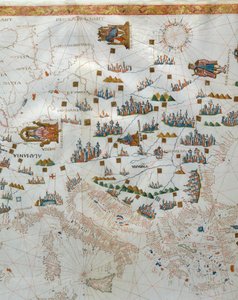 En nautisk karta, detalj av Västeuropa, 1564