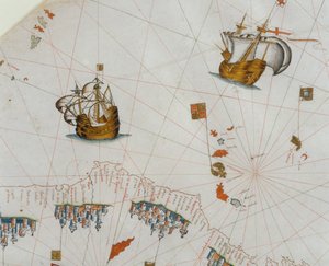 En nautisk karta, detalj över Kanarieöarna, 1564
