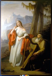 Ossian sjunger för Malvina Carthoons bedrifter. Målning av Giacomo Trecourt