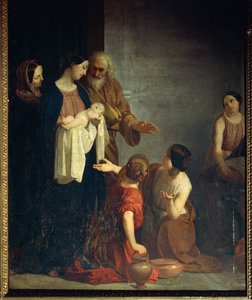 Målning av Giacomo Trecourt (1812-1882) föreställande Jungfru Marias födelse, olja på duk