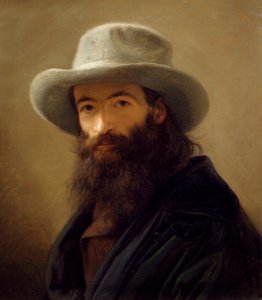 Självporträtt iklädd orientalisk klänning av Giacomo Trecourt (1812-1882), olja på duk, 80x65 cm, ca 1843