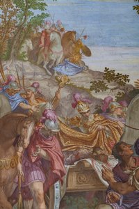 Alexander den store täcker Darius lik med en mantel, Stora salen av Giambattista (1526 78) Zelotti