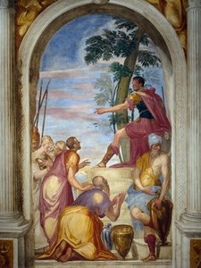 Scipios nåd, Scipio återförenar den besegrade Aluccio med sin hustru.