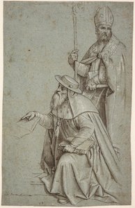 Sankt Hieronymus och Sankt Augustinus / Ambrosius av Giambattista Moroni