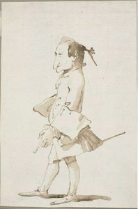 Karikatyr av en man, i full längd, vänd åt vänster av Giambattista Tiepolo