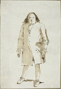 Karikatyr av en man, full längd, vänd framifrån av Giambattista Tiepolo