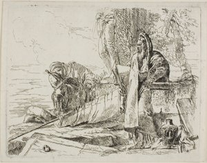 Stående filosof och två andra figurer, från Capricci av Giambattista Tiepolo