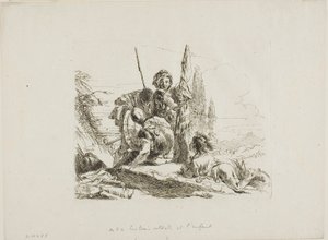 Tre soldater och en pojke, från Capricci av Giambattista Tiepolo