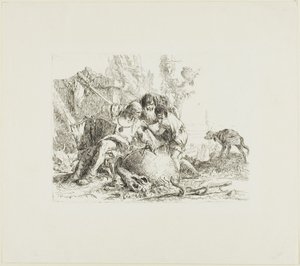 Två magiker och ett barn, från Scherzi av Giambattista Tiepolo