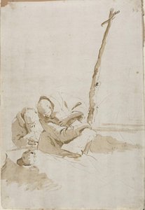 Två munkar som överväger en skalle av Giambattista Tiepolo