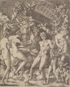 Venus och Mars med amoriner och tre nåder av Gian Jacopo Caraglio