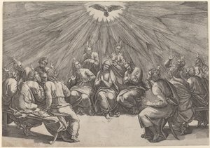Pingst av Gian Jacopo Caraglio after Raphael
