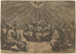 Pingst av Gian Jacopo Caraglio after Raphael