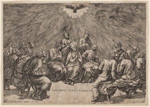 Pingst av Gian Jacopo Caraglio, after Raphael