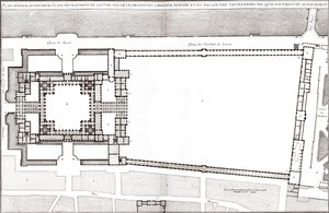 Översiktsplan efter Bernins projekt för Louvren och Tuilerierna i "Francoise Architecture"" av Jacques-Francois Blondel av Gian Lorenzo (after) Bernini