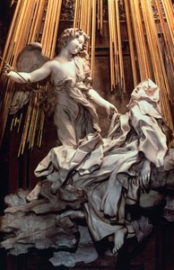 Italien, Rom, Cornaro-kapellet i Santa Maria della Vittoria-kyrkan, Ecstasy of St Teresa of Avila, av Gian Lorenzo Bernini (1598-1680), skulptur i marmor och förgylld brons
