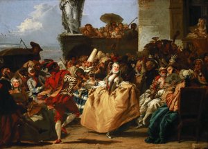Karnevalsscen Menuetten av Giovanni Domenico Tiepolo
