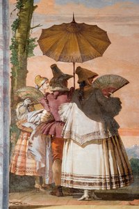 Detalj från The Summer Walk, från Room of the Gothic Pavilion, i Foresteria, 1757 av Giovanni Domenico Tiepolo