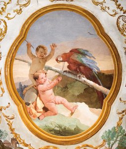 Putti med en papegoja, från Puttirummet i Foresteria (gästhuset) 1757