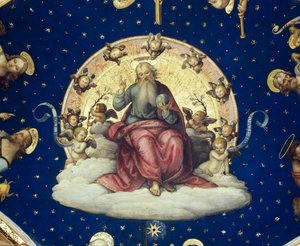 Benedictory Gud sitter i härlighet, detalj från scenen från Stories of life of Saint John Baptist