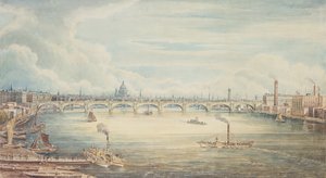 Från Hungerford Pier, 1837 (wc på papper)