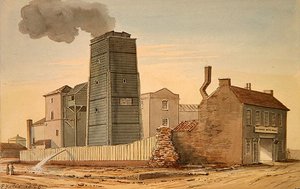 Vy över Clink Street Waterworks, Southwark