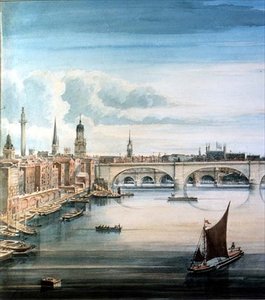 Väster utsikt över New London Bridge och Old London Bridge
