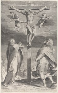 Korsfästelse med Jungfru Maria och Johannes evangelisten, änglar över huvudet, ca. 1593., ca. 1593