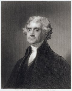 Porträtt av Thomas Jefferson, graverad av Henry Bryan Hall (1808-84) av Gilbert Stuart