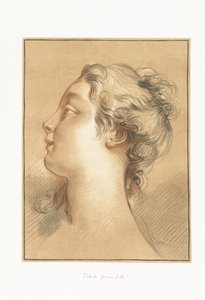 Huvudet av en flicka Tête de jeune fille av Gilles Demarteau