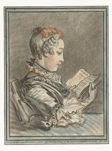 läsande kvinna Femme lisant Eloyse et Abilar av Gilles Demarteau
