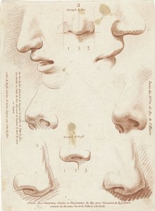 Studieblad med näsor och munnar Livres de principes de dessein (serietitel) av Gilles Demarteau