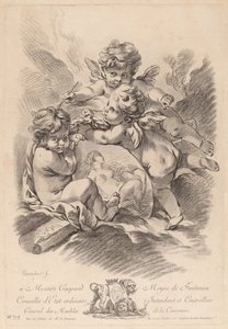 Allegori om att måla med tre keruber (99) av Gilles Demarteau the Elder after François Boucher