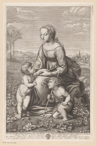 Maria med barn och Johannes Döparen i ett ängslandskap av Gilles Rousselet