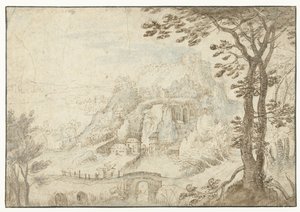 Berglandskap med en flod av Gilles van Coninxloo (II)